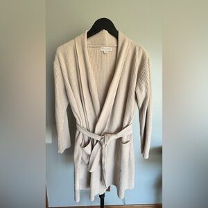 Barefoot Dreams Cream Ribbed Robe